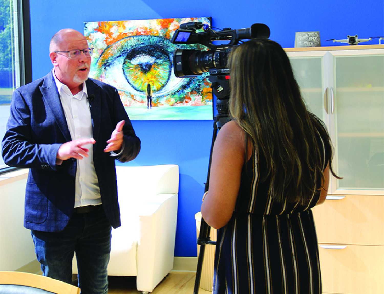 Chamber of Commerce President Kevin Weedmark being interviewed by CTV